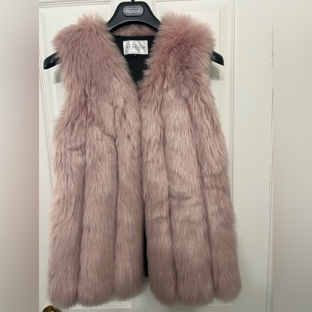 Faux Fur Pink Vest size small